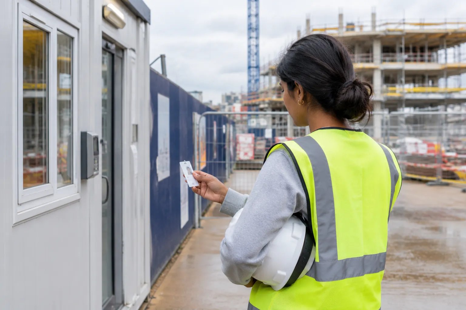 Student preparing a CSCS card before a construction site placement.