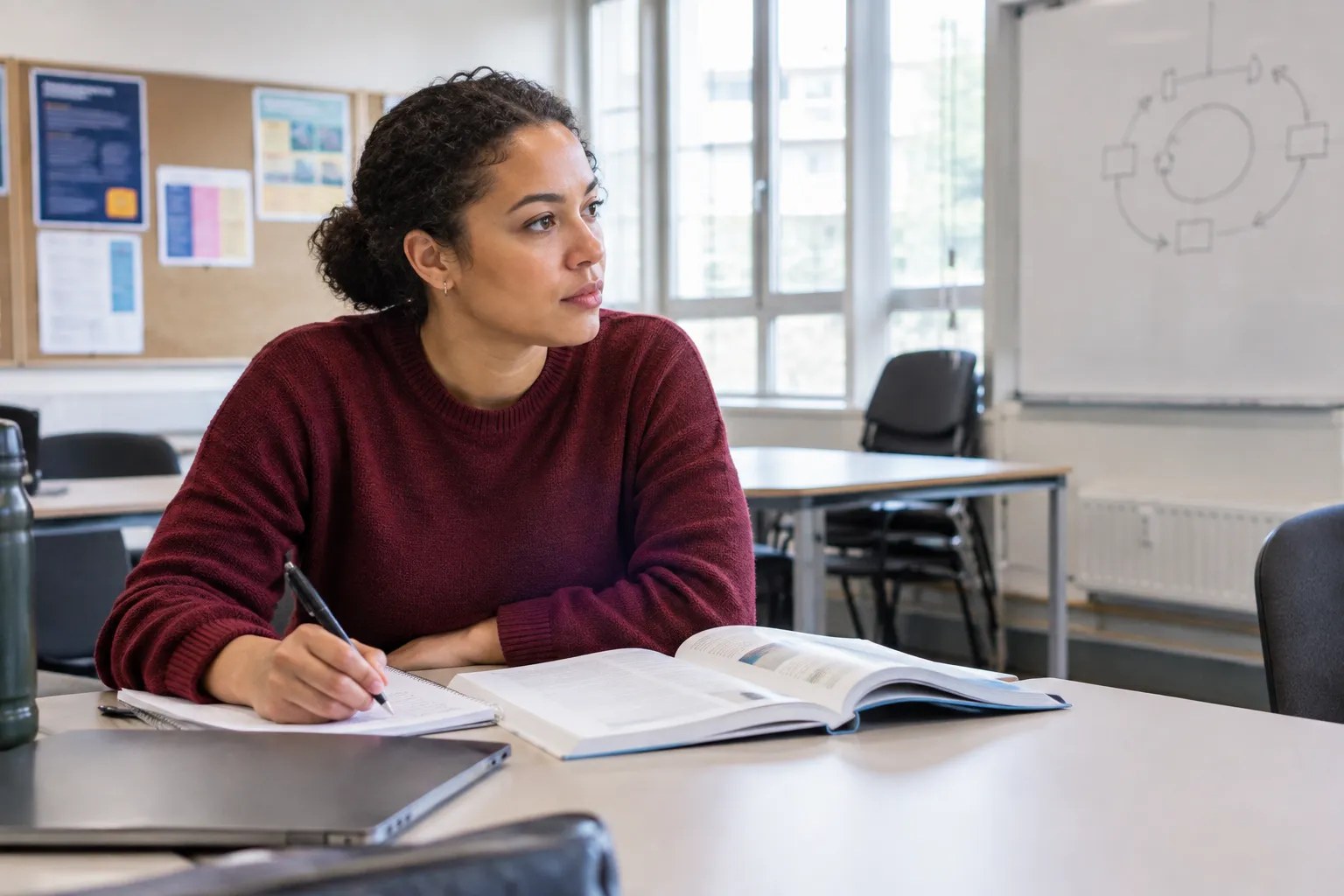 Adult learner studying an access to higher education diploma in London.
