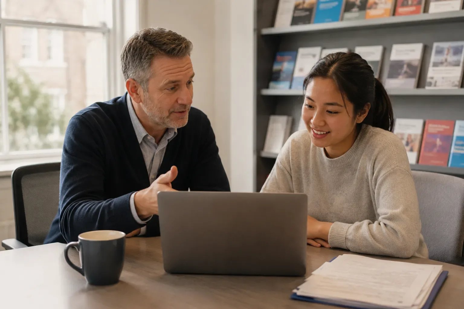 Education advisor helping a student plan how to become a nurse in the UK