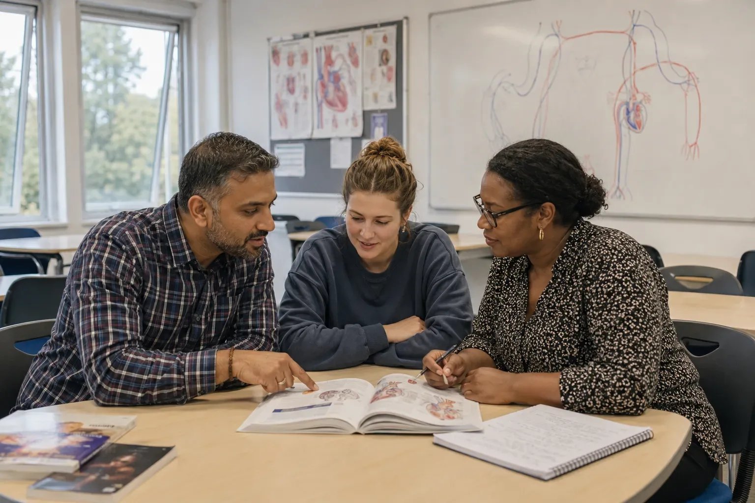 Adult learners in an access to nursing course classroom in London