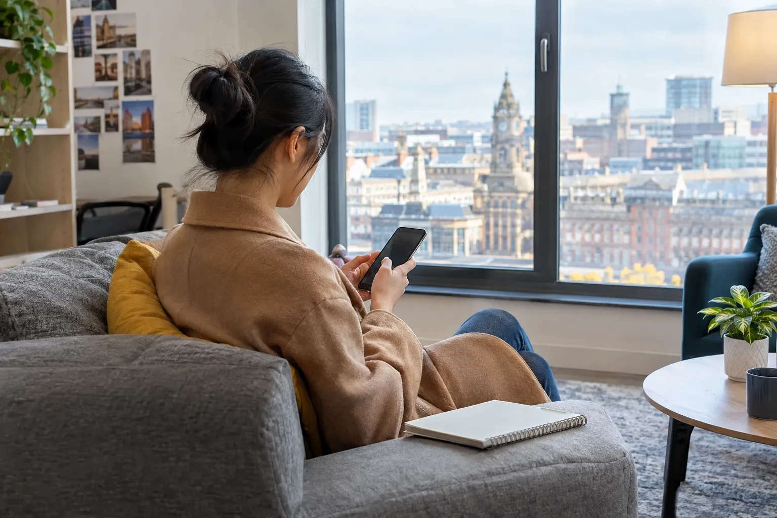 Student checking bank balance to meet UK student visa maintenance funds rule for 28 days.