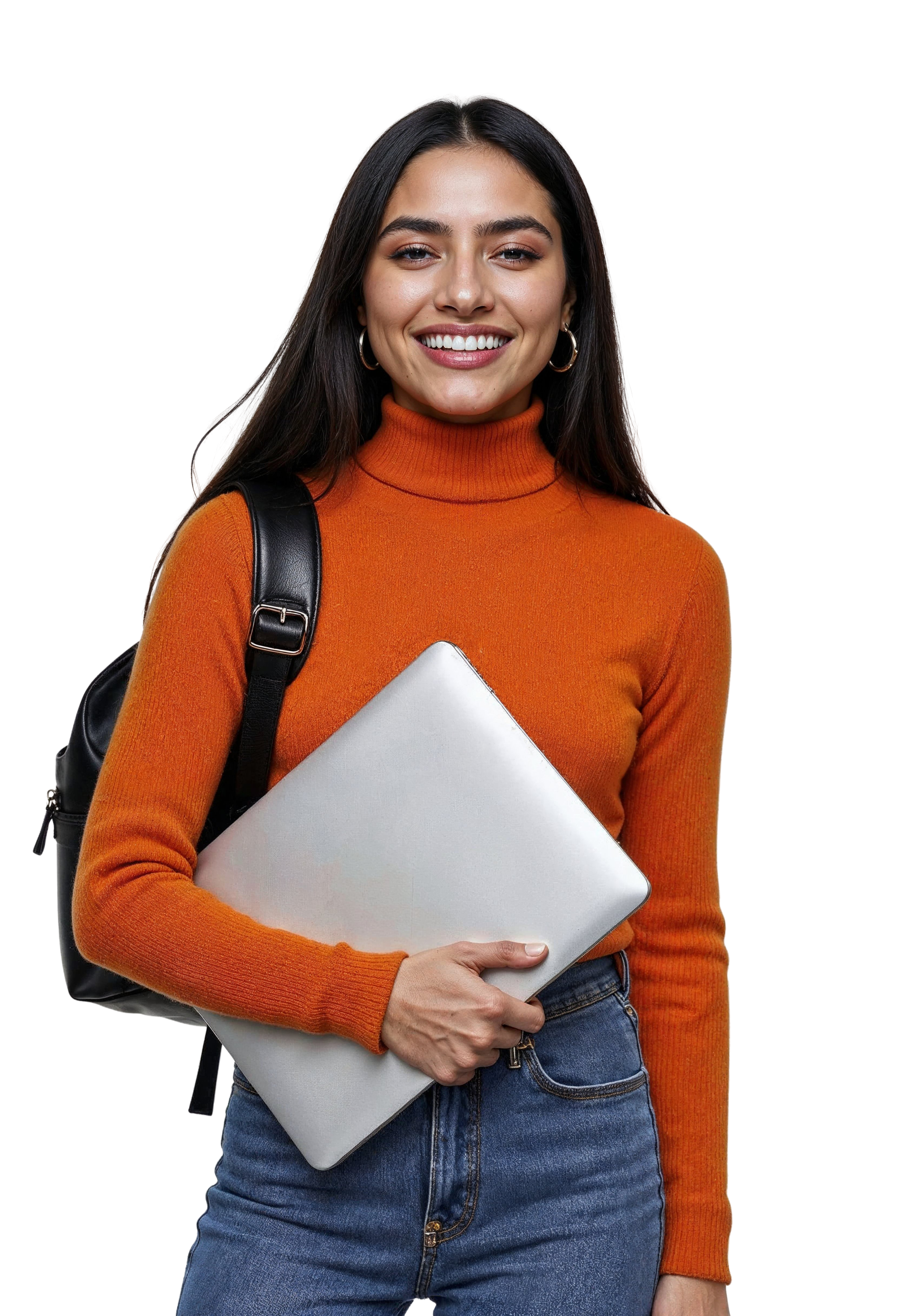 Student smiling with a laptop